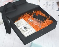Boîtes cadeaux rigides en carton gaufré, forme livre, avec ruban, finition mate imperméable, pour emballages de soins de la peau et de parfums pour hommes