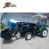 JIULIN Offre Spéciale tracteur agricole 4WD 4 en 1 chargeur frontal godet avec lame de bulldozer PTO Connect rétrocaveuse 40hp 50hp 55hp