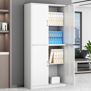Full Height Adjustable <b>Shelves</b> Locking Steel Modern Office Storage Filing Cabinet with 4 Doors for Kitchen & Gym Use - Product Image 2