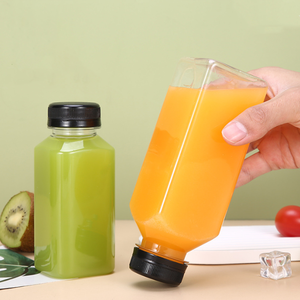 Botella de jugo de plástico cuadrada vacía de grado alimenticio 8oz 12oz 16oz con tapa Botella de jugo de fruta de bebida de 350ML con tapa de rosca - Product Image 4