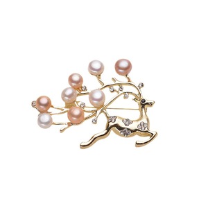 Broche en perles d'eau douce de haute qualité Tilian, cerf en or, zircon, fleur de poitrine, mode coréenne, boucle pour manteau, veste, écharpe - Product Image 5