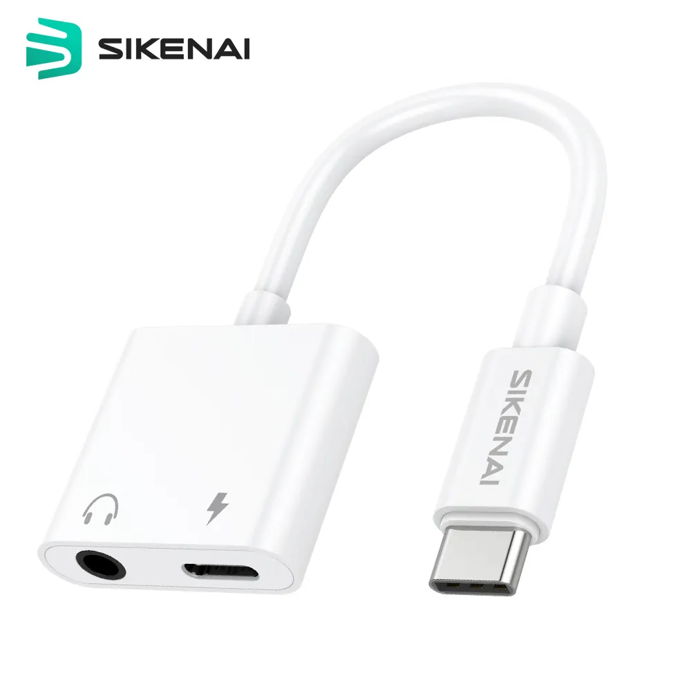 SIKENAI Headphone Jack Adapter AUX Cable Type C to 3.5mm to Type C Audio Splitter Cable Adapter for Android