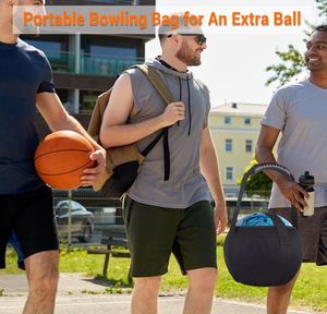<b>Bowling</b> Mesh Bag, Single <b>Bowling</b> Ball Carrier with Reinforced PVC Handle, Black, 8.3" L X 8.3" W X 6" H - Product Image 3