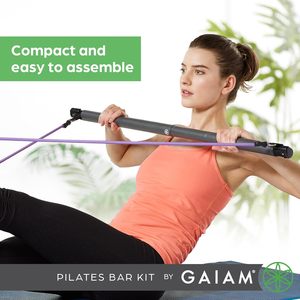 Gaiam nhà Thiết bị tập thể dục Kit khôi phục Pilates Bar cải cách tổng cơ thể tập luyện bao gồm thanh thép hai 30-inch kháng ban nhạc - Product Image 4