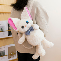 Sac à dos en peluche Devon cat à poils bouclés, sac à bandoulière en peluche douce avec décoration en nœud pour filles
