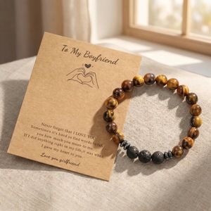 Natural Stone <b>Beaded</b> <b>Bracelet</b> 8mm Valentine's Day Gift For Him Couple Jewelry Unisex Fashion Accessory - Product Image 3