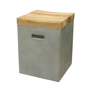 Wooden Acacia <b>Stool</b> Top With Concrete Base Side <b>Table</b> Concrete Outdoor Furniture For Garden Home Decor - Product Image 1