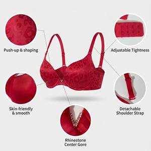 Soutien-gorge convertible léopard en V avec strass pour femme, lingerie de haute qualité, effet liftant - Product Image 5