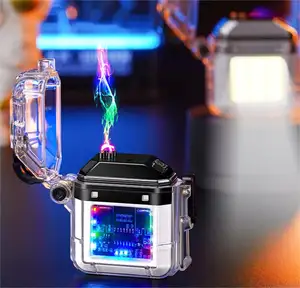 New Arrival Transparent Dual Arc Lighter Dual Arc Electric Lighter With COB Illuminators Usb Electronic Lighter