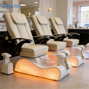 Fauteuil de pédicure électrique de luxe moderne et réglable rose pour salon de beauté, avec massage du dos et spa pour les pieds, LED 7 couleurs - Product Image 5