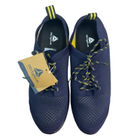Chaussures de sécurité DELTAPLUS pour hommes, bleu-jaune, embout en acier, anti-perforation, anti-impact, tige en maille double tricot, semelle en PU à densité unique