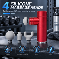 Mini pistolet de massage OEM ODM avec moteur sans balais, 4 vitesses, 4 têtes en silicone, rechargeable par USB-C, pour la salle de sport et la récupération post-entraînement