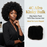 Cheveux humains afro crépus en vrac pour tressage 4C, non traités, qualité Remy vierge 9A-12A, 8 pouces de longueur, toutes couleurs, teintables, 30g