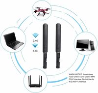 2 antennes Wi-Fi double bande 8dBi 24/58GHz avec connecteurs RP-/UFL/ et câbles pigtail de 15 cm pour routeurs sans fil, drones FPV/UAV, PS4