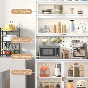 <span class=keywords><strong>Armoire</strong></span> de <span class=keywords><strong>rangement</strong></span> indépendante de 74 pouces avec grand comptoir et portes en verre ajustables, meubles de salle à manger - Product Image 6