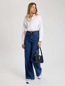 Jeans de Mezclilla de Pierna Ancha para Mujer, Cintura Alta, Lavado Vintage Azul Claro, Tela Transpirable, Suministro de Fábrica - Product Image 5