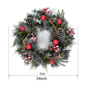 พวงหรีดคริสต์มาสผลไม้รวมแบบกำหนดเองยอดนิยม ของตกแต่งบ้าน พวงหรีดคริสต์มาสสำหรับประตูหน้าบ้าน - Product Image 1