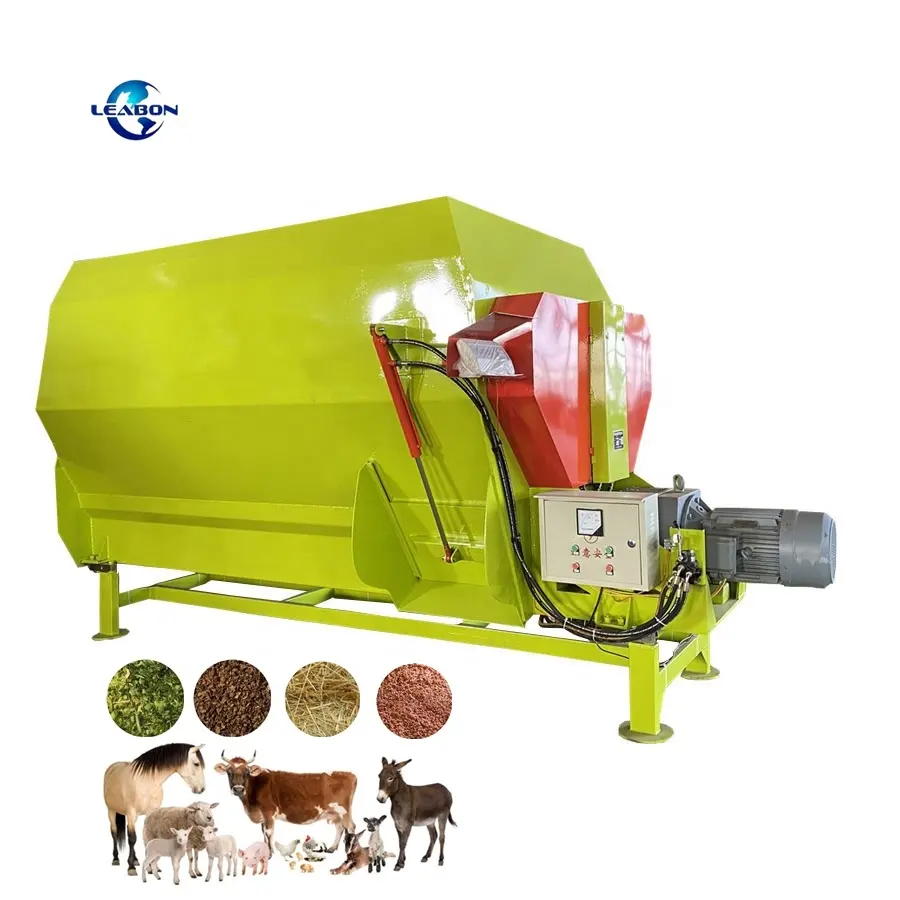 Grass Crushing Feed Mixer Wagon horizontal mit Motor 500KG Electric Diesel Horizontal TMR Feed Mixer für Milchvieh betrieb