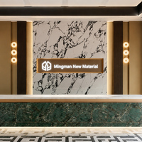 Panneau mural SPC en marbre vert Mingman, imperméable, ignifuge, décoratif, pour panneau mural de fond de hall d'hôtel