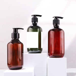 Screen Printed Amber Frosted Boston Round plastic bottle Liquid Soap Dispenser Pump Bottle For Cosmetic