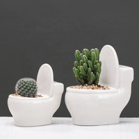 Pot de fleurs en céramique en forme de toilette, mini jardinières pour la décoration du jardin