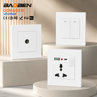 Panel de pared BAOBEN modelo 86 con panel ignífugo blanco, con puertos USB + Tipo-C, adecuado para uso doméstico y de oficina.