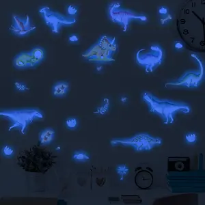 lvfan YGP029 Blue Glow Dinosaur Wall Stickers cartoon animal dinosaur footprints fluorescent stickers children's room decora