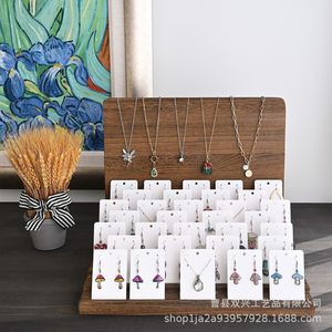Estante de exhibición de joyería de madera maciza, estante de almacenamiento de escritorio multinivel escalonado de 10,2 pulgadas para pendientes y colgantes - Product Image 5