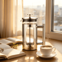 Cafetière à piston résistante à la chaleur, verre borosilicate transparent de haute qualité, 800 ml, filtre en acier inoxydable, écologique