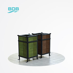 Cenicero de Metal y Madera BDB, Cubo de Basura para Exteriores con Patas - Product Image 1