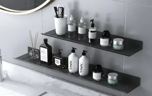 Custom Multi-functional Small Shelf Flat Satin Aluminum Metal Bathroom Shelf Wall Hanging Bracket