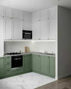 ตู้ครัวไม้สำเร็จรูปจากโรงงานเวียดนาม สไตล์เชคเกอร์ สีขาวเขียว สำหรับปรับปรุงครัวบ้าน - Product Image 2