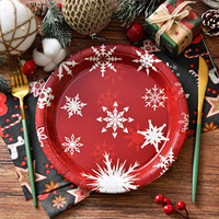 Assiettes en papier compostables jetables Assiettes de fête Noël Impression personnalisée Assiettes rondes de fête d'anniversaire