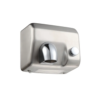 Sèche-mains mural commercial en acier inoxydable brossé 304, buse rotative à 360°, bouton poussoir pratique pour les toilettes