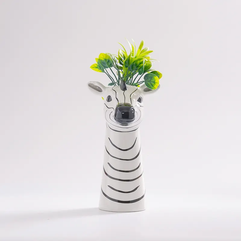 Garden items creative animal decor ceramic zebra planter ceramic pot for home decoration