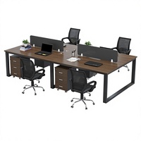 Postes de travail en bois à 2/6 places pour 4 personnes avec cloisons – Mobilier de bureau moderne et minimaliste avec bordure entièrement automatique, bureaux libres