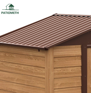 Abri <span class=keywords><strong>de</strong></span> jardin en métal imitation bois avec portes coulissantes doubles, style cour naturelle, production sur mesure en usine pour <span class=keywords><strong>piscine</strong></span>, patio, pelouse - Product Image 6