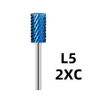 Fraise à ongles professionnelle en carbure bleu 4XC/5XC, 3/32 po, à bout rond lisse et grand cylindre pour acrylique