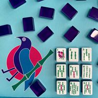 Jeu de tuiles de mahjong américaines en acrylique de luxe à 3 couches, gravées sur mesure, motif 'Deux moineaux et Lapin porte-bonheur', 160 tuiles, pour soirées de jeu