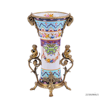 Vase à fleurs d'intérieur en céramique et métal, style dragon traditionnel antique, pour la décoration de la maison