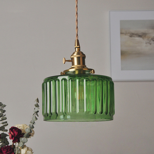 Retro đơn giản bằng Đồng Thủy Tinh Mặt dây đèn chùm sáng tạo đèn trần nhỏ Bắc Âu cho nhà hàng đầu giường ban công hiên - Product Image 2