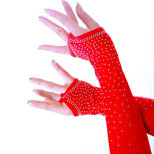 Manchons de bras performants en <span class=keywords><strong>dentelle</strong></span> sexy avec strass et maille demi-doigts pour cyclistes féminines - Product Image 4