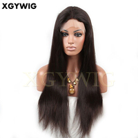 Stok 24 "coklat tua 100% rambut manusia Remy India harga pabrik murah datang dalam semalam Wig renda depan lurus halus