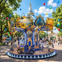 Carrusel de Caballos Giratorio de Fibra de Vidrio para Parque de Atracciones, Precio Bajo, en Venta