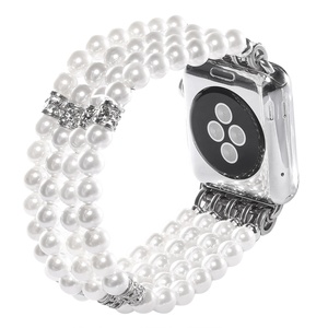 Per cinturino iWatch fatto a mano elastico elasticizzato braccialetto di perle finte sostituzione cinturino per ragazze da donna per cinturini Apple Watch 42mm 1 2 3 - Product Image 4