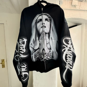 Sudaderas con Capucha Gruesas de Algodón Pesado con Cierre, Personalizadas al por Mayor, de Alta Calidad, con Impresión en Verde, Impresión DTG, Lavado Ácido - Product Image 1
