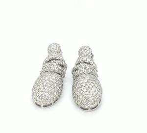 Diseñador de lujo tachonado con diamante natural hecho en oro blanco de 14 Kt Pendiente para niñas Fiesta de noche Uso Joyería de moda - Product Image 1