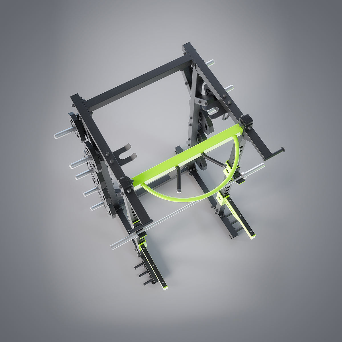 ラットプルダウンマルチスミスマシン付きパワーラックレッグプレス