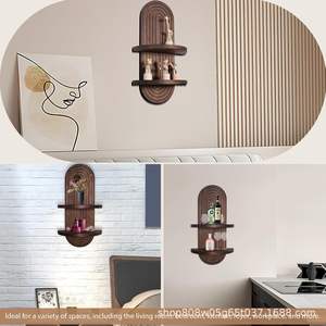 ชั้นวางของติดผนังไม้ทรงรี 2 ชั้น สไตล์โมเดิร์น สำหรับตกแต่งห้องนั่งเล่น ห้องนอน สีเรโทร - Product Image 3