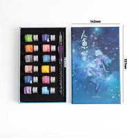 Set Tinta Pena Celup Kaca Cerita Legenda Putri Duyung, Bubuk Warna Langit Berbintang Kristal, Hadiah untuk Pelajar
